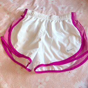 NIKE DRI-FIT Women's White and Pink Trim Athletic Shorts Size Small